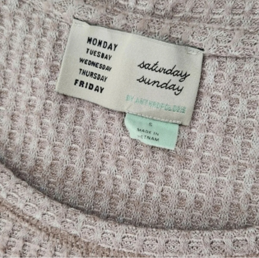 Anthropologie Saturday Sunday Waffle Knit Ruffle Thermal - Picture 2 of 11